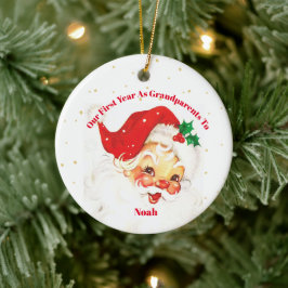 Morföräldrar Första julfotfoto Santa Merry Julgransprydnad Keramik