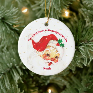 Morföräldrar Första julfotfoto Santa Merry Julgransprydnad Keramik
