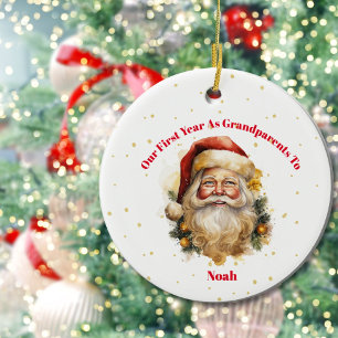 Morföräldrar Första julfoto Santa Santa Julgransprydnad Keramik
