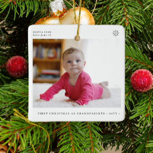 Morföräldrar första julfotot i baby julgransprydnad keramik