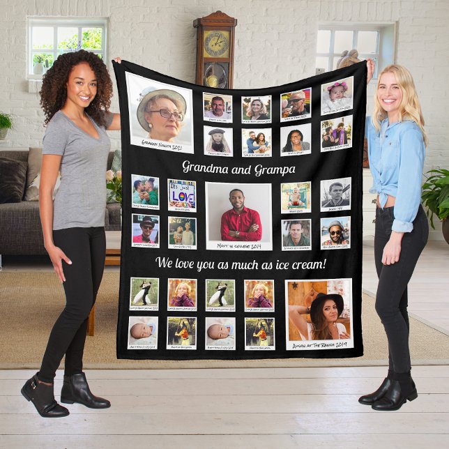 Morföräldrar Fotokollage för mormor Grandpa Fleecefilt (Skapare uppladdad)