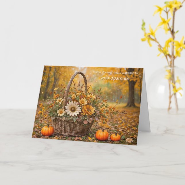 Morföräldrar Happy thanksgiving Day med varm Kort (Gul blomma)