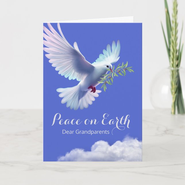 Morföräldrar jul Peace Dove Olive Gren Kort (Framsida)
