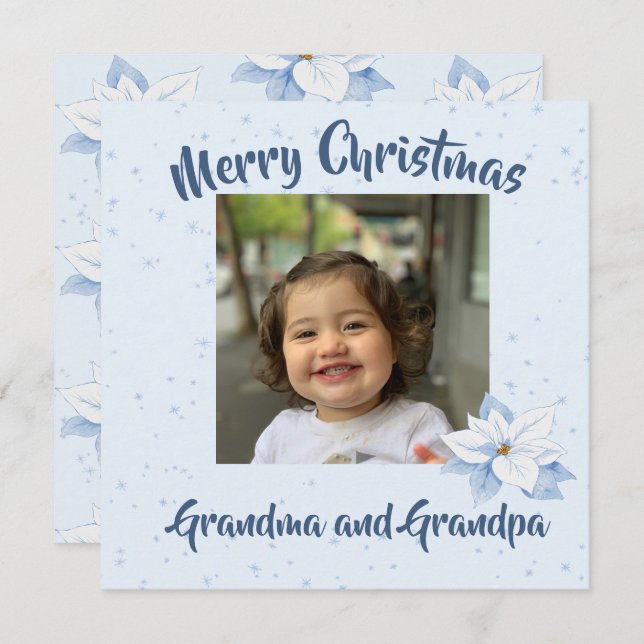 Morföräldrar Julfoto Blommigt Hälsning (Fram/baksida)