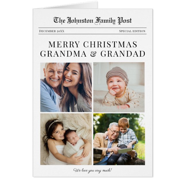 Morföräldrar Nyhetsblad Julkort Hälsningskort (Framsidan)