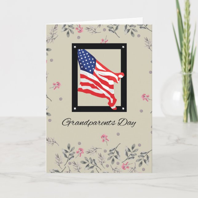 Morföräldrarnas dag i lycklig, Amerikanska Flagga  Kort (Framsida)