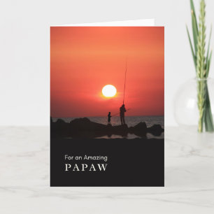 Morföräldrars dag för papaw-fiske vid solnedgång kort