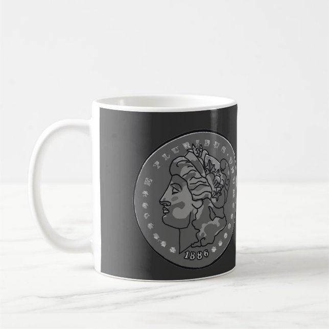 Morgan Dollar Grått Round Coin Kaffemugg (Vänster)