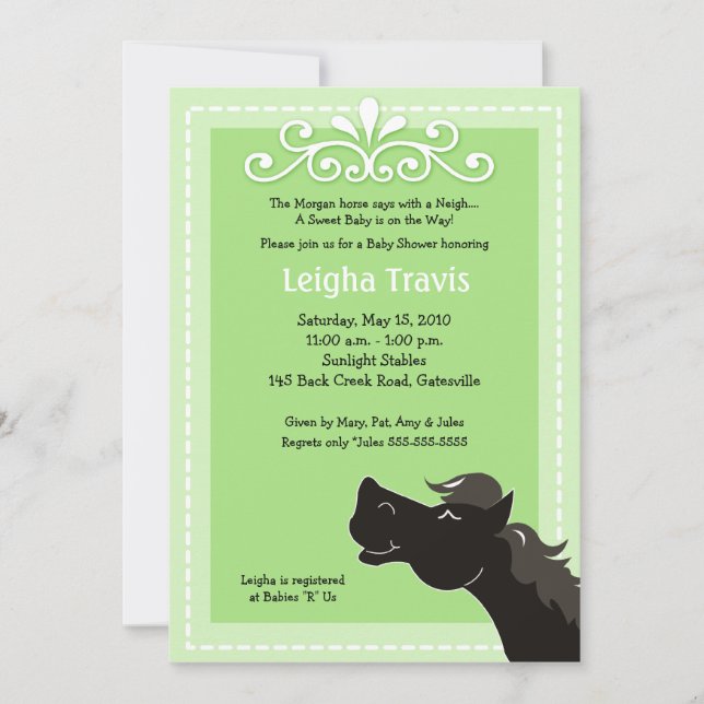 Morgan Horse Neutral 5x7 Baby Shower-inbjudan Inbjudningar (Framsida)