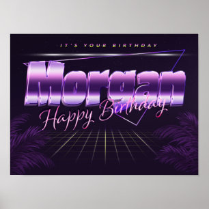 Morgan Namn Vorname lila retro Poster Geburtstag