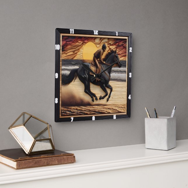 Morgan Sand Tävling: Wood Burned Craft Fyrkantig Klocka (Kontor)