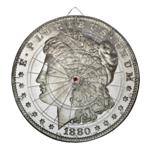 Morgan Silver Dollar Image på Dartboard Piltavla