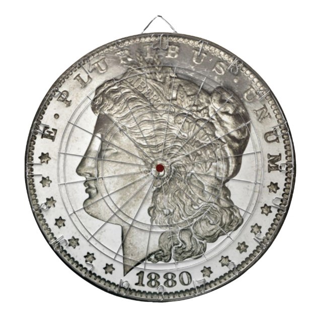 Morgan Silver Dollar Image på Dartboard Piltavla (Framsidan)