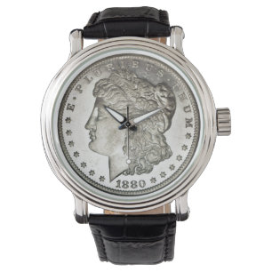 Morgan Silver Dollar Image på Watch Ansikte Armbandsur