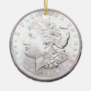 MORGAN SILVER DOLLAR JULGRANSPRYDNAD KERAMIK