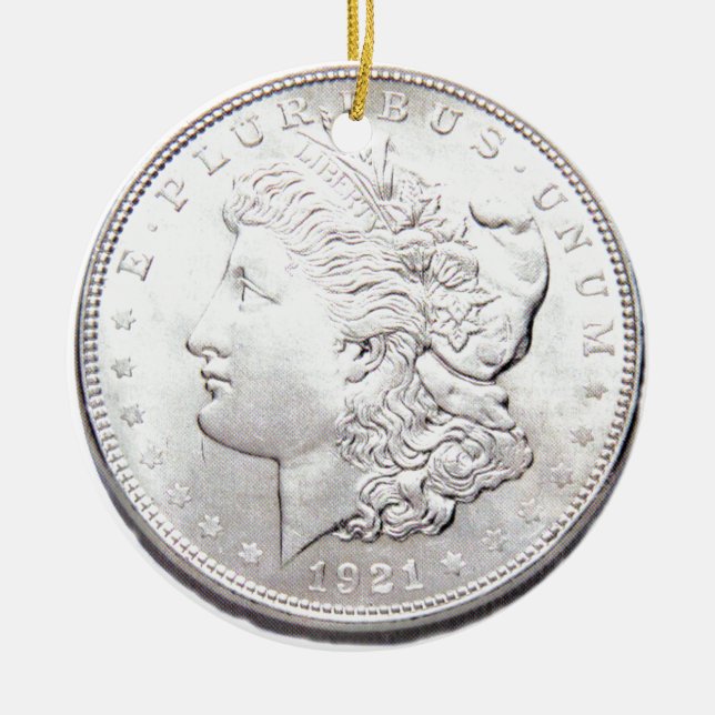 MORGAN SILVER DOLLAR JULGRANSPRYDNAD KERAMIK (Framsidan)
