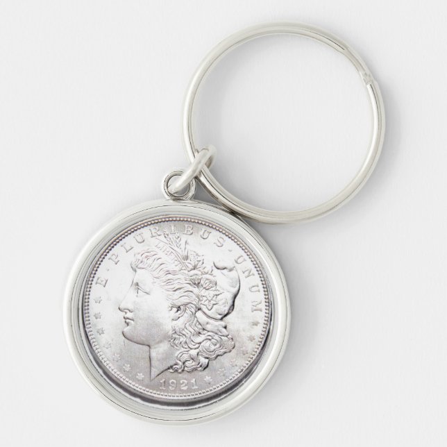 MORGAN SILVER DOLLAR RUND SILVERFÄRGAD NYCKELRING (Framsidan)
