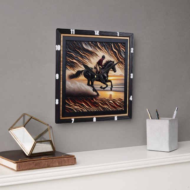 Morgan Vatten Gallop: Charred Grain Artwork Fyrkantig Klocka (Kontor)