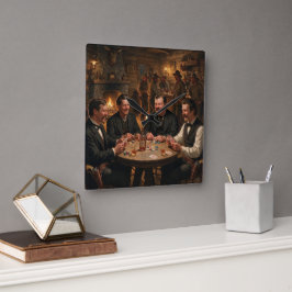 Morgan Wyatt Virgil Earp Doc Holiday Spelar Poker Fyrkantig Klocka