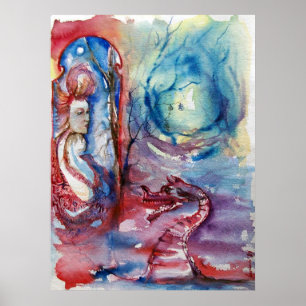 MORGANA/Magic and Myasty Rosa Blue Fantasy Poster