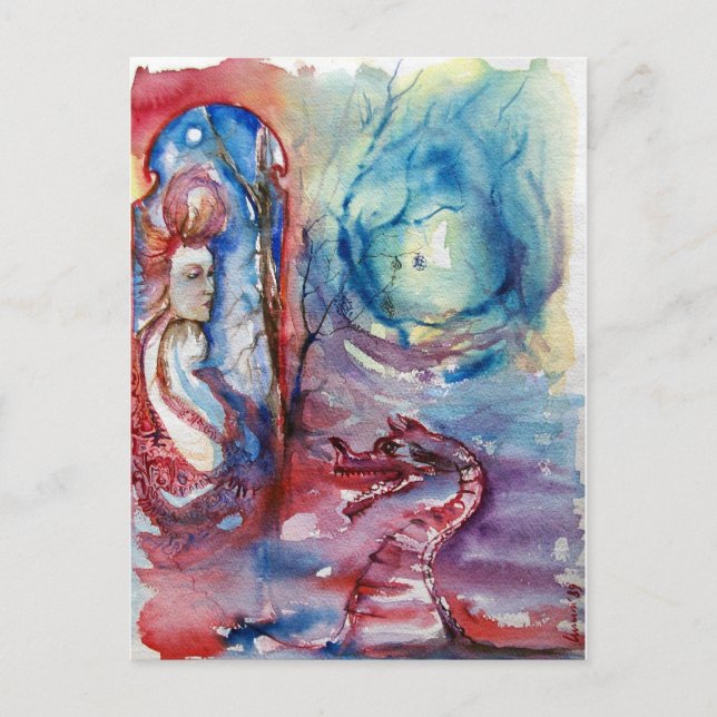 MORGANA/Magic and Myasty,Rosa Blue Fantasy Vykort (Framsida)