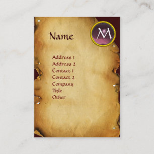 MORGANA OCH DRAGON PARCHMENT MONOGRAM Lila Gem Visitkort