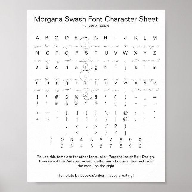 Morgana Swash Font Chararacter Reference Poster (Framsidan)