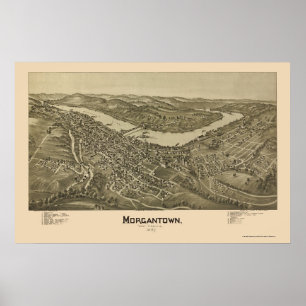 Morgantown panorama- karta för WV - 1897 Poster