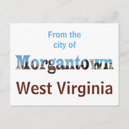 Morgantown WV Skyline Ord Cutout-vykort Vykort