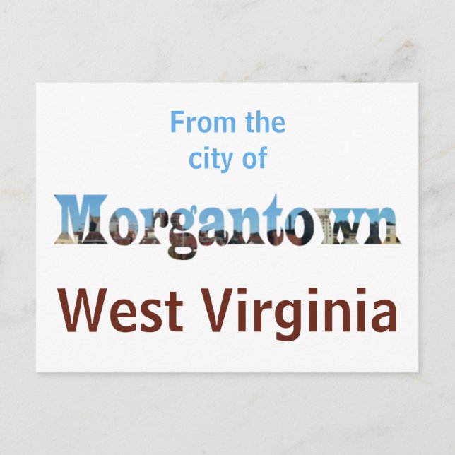 Morgantown WV Skyline Ord Cutout-vykort Vykort (Framsida)