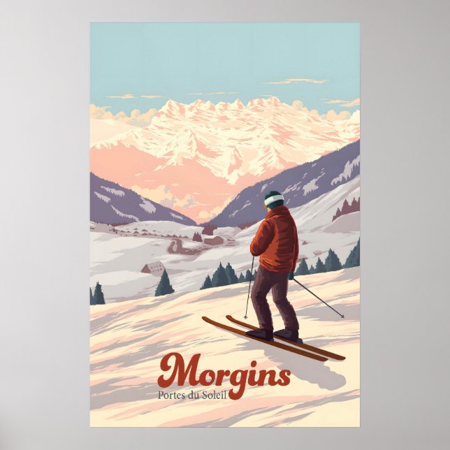 Morgins skidort reseaffisch poster (Framsidan)