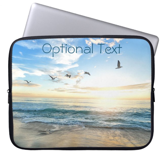 Morgon Beach Fiskmåsar Laptop Fodral (Framsidan)