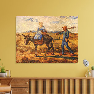 Morgon, bondpar av Vincent van Gogh Canvastryck