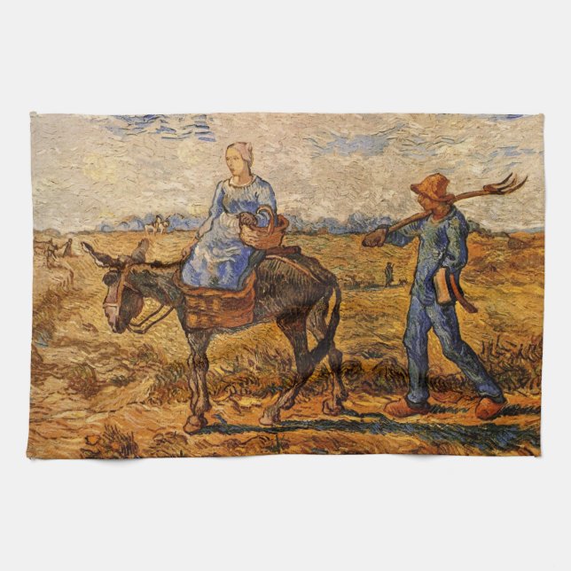 Morgon, bondpar av Vincent van Gogh Kökshandduk (Horisontell)