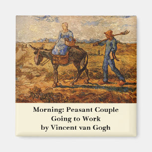 Morgon, bondpar av Vincent van Gogh Magnet