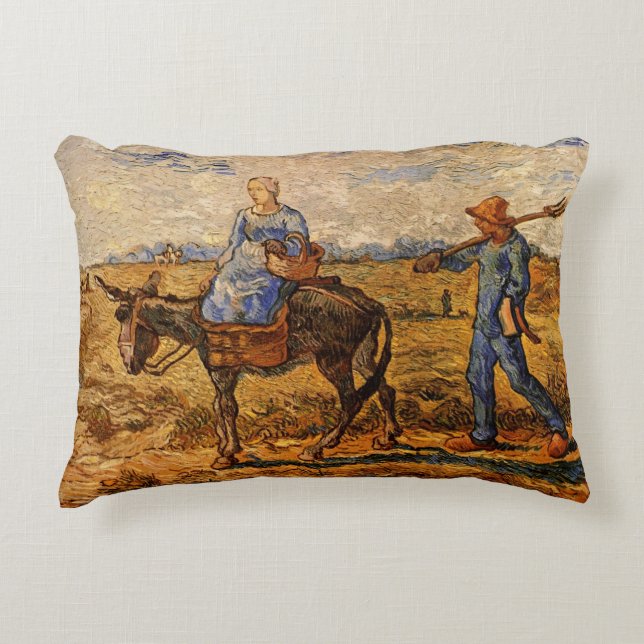 Morgon, bondpar av Vincent van Gogh Prydnadskudde (Framsidan)