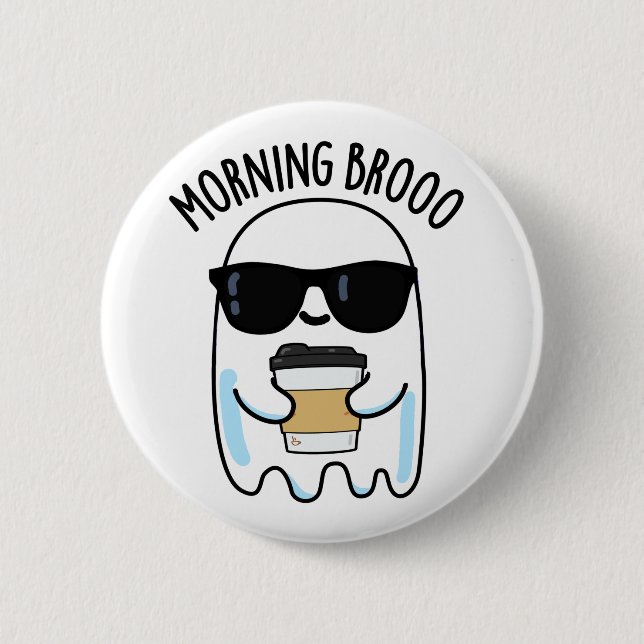 Morgon Broo Funny Ghost Coffee Pun Knapp (Framsida)