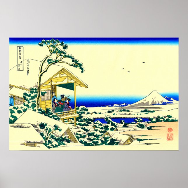 Morgon efter snöfall vid Koishikawa Hokusai  Poster (Framsidan)