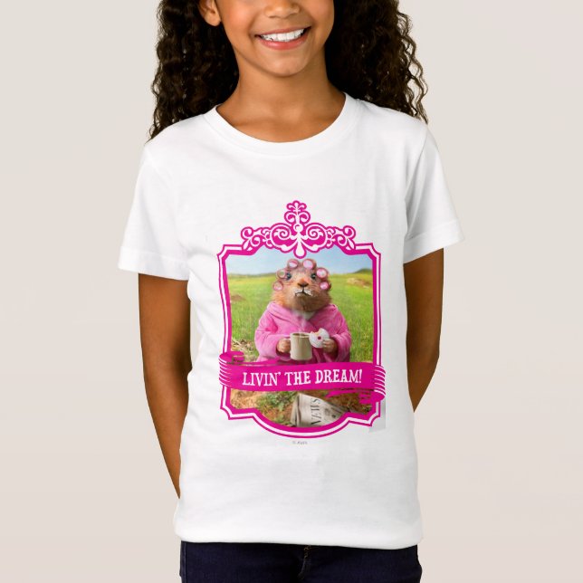 Morgon Groundhog med frukostmunken och kaffe Tee Shirt (Framsida)