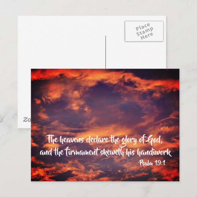Morgon Himlar Psalm 19:1 inspirationell  Vykort (Fram/baksida)