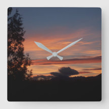 Morgon Himmel Fyrkantig Klocka