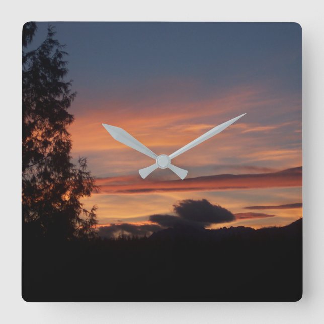 Morgon Himmel Fyrkantig Klocka (Framsida)