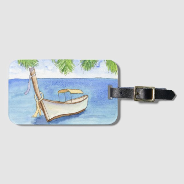 Morgon i Bali Watercolor Bagagebricka (Framsida horisontal)