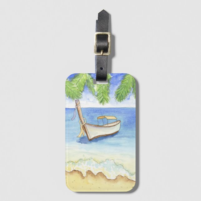 Morgon i Bali Watercolor Bagagebricka (Framsida vertikal)