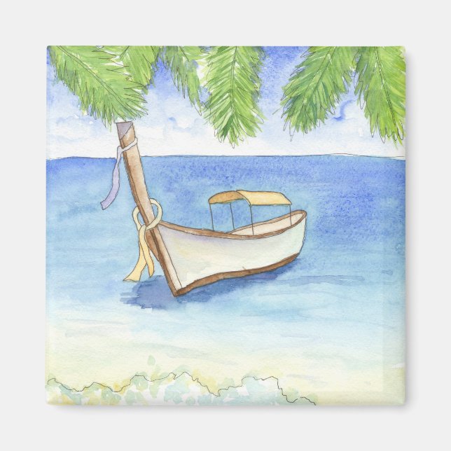 Morgon i Bali Watercolor Magnet (Framsidan)
