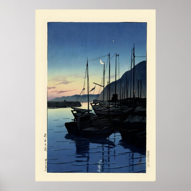 Morgon i Beppu av Hasui Poster (Framsidan)