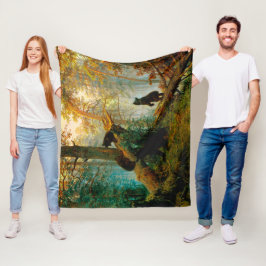 Morgon i en tallskog Björn med ungar Shishkin Fleecefilt