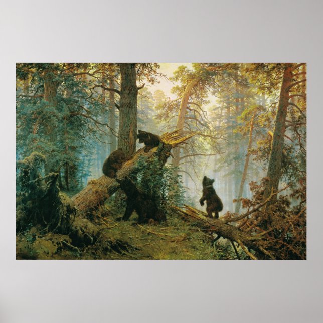 Morgon i Gräs-skogen av Ivan Shishkin Poster (Framsidan)