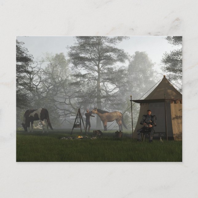 Morgon i Knight Camp Vykort (Framsida)