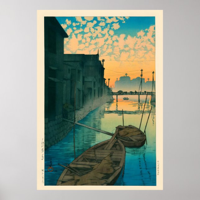 Morgon i Onegishi av Kawase Hasui Poster (Framsidan)